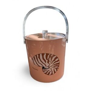 1980s Georges Briard Style Peach Vinyl & Lucite Nautilus Ice Bucket